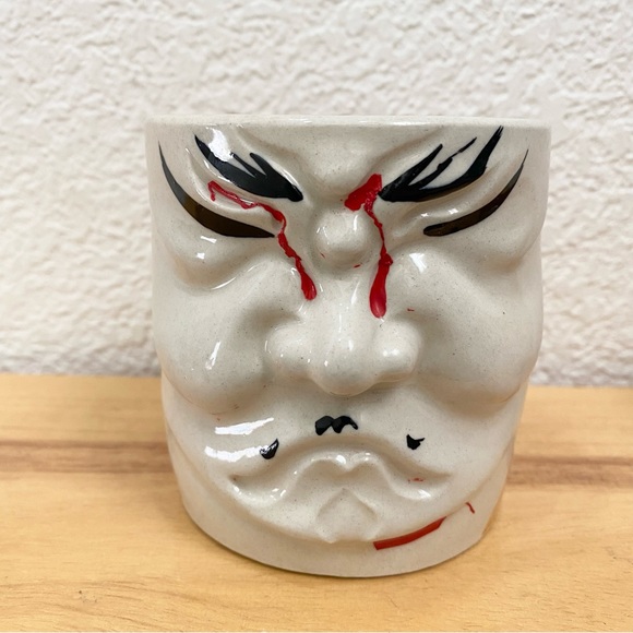 Lot 4 Rare Otagiri Japan Kabuki Mask 3D Face Tiki Mug Ceramic Drinking Glasses - Picture 10 of 16